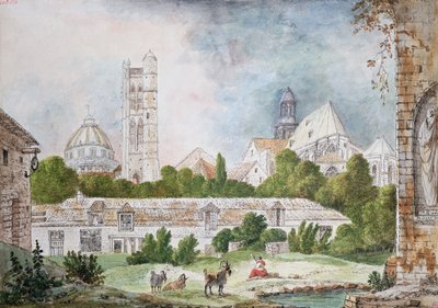 The New Church of Sainte-Genevieve and Saint-Etienne-du-Mont Seen from the Ruins of the Abbey of Sainte-Genevieve in Paris, 1807 by Mme. Duchateau